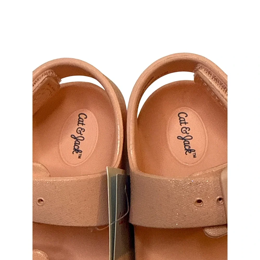 Cat & Jack Kids Size 7 Pink Glitter Adjustable Strap Sandals‎